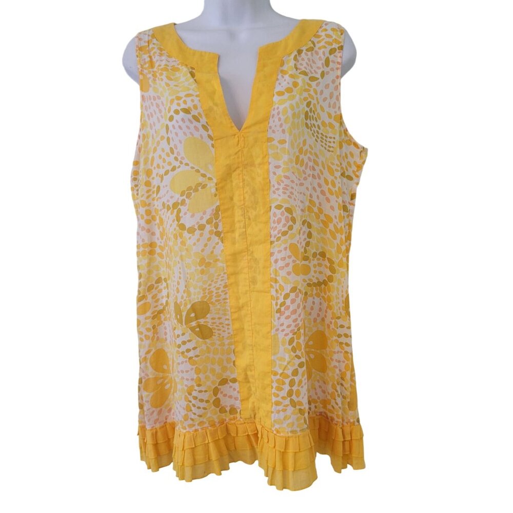 J Crew S Yellow Floral Mini Tank Dress Summer Mod Boho Retro Cotton